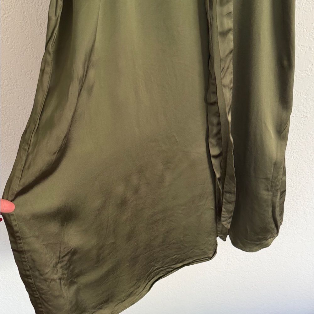 Vintage Olive Green Lace Trim Slip Y2K 90s holiday party Dress - Picture 7 of 10